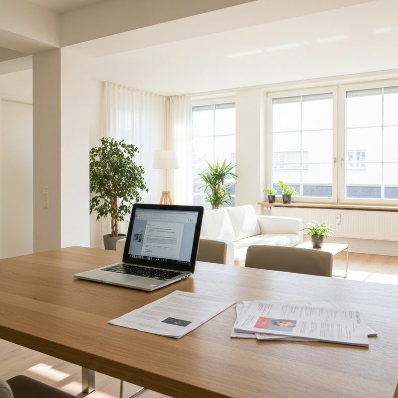 Schweizer Familie vergleicht Krankenkassenprämien am Laptop